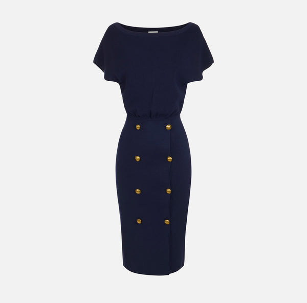 Knit dress with jewel buttons