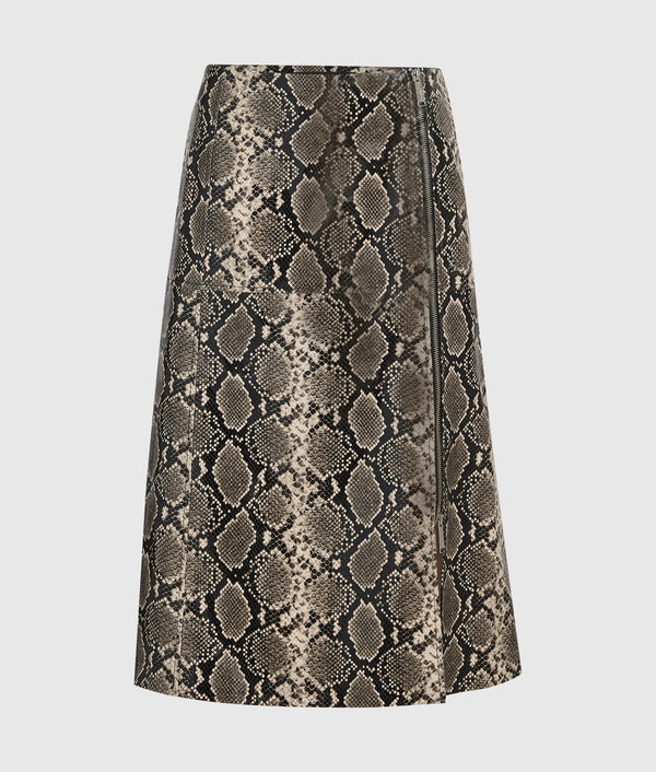 Faux-python midi skirt
