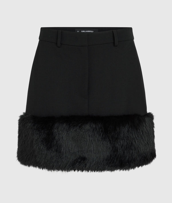 Faux-fur mini skirt