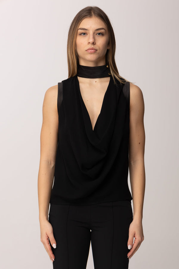 Elisabetta Franchi Top Smanicato In Georgette Di Viscosa