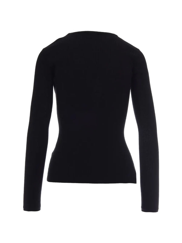 Elisabetta Franchi logo-embroidered ribbed cardigan