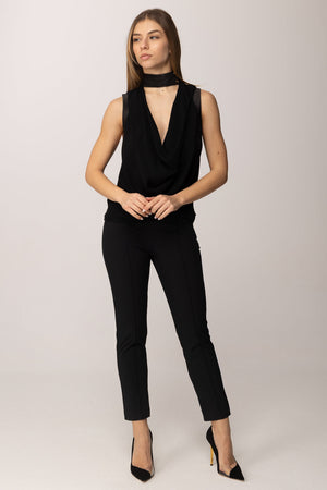Elisabetta Franchi Top Smanicato In Georgette Di Viscosa