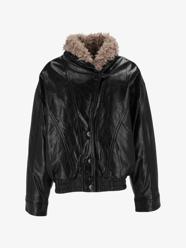 Eleh Veste Oversize à Empiècements Et Col En Peau Lainée