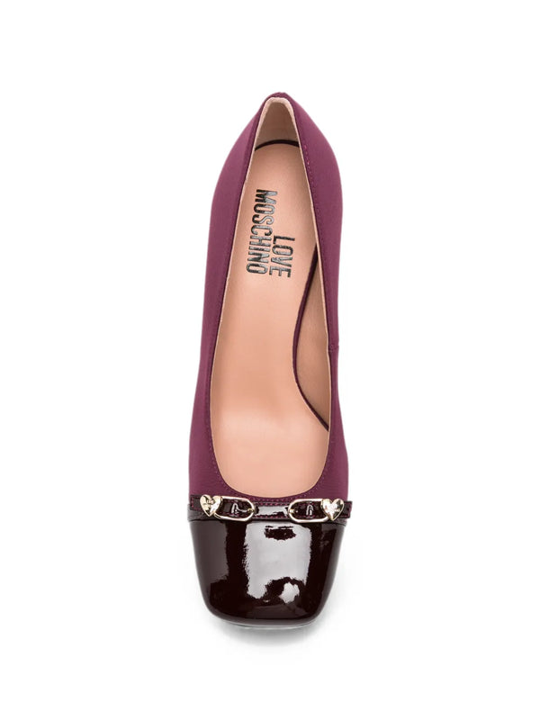 Love Moschino square-toe heart-detail pumps