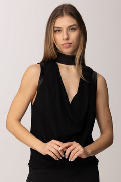 Elisabetta Franchi Top Smanicato In Georgette Di Viscosa
