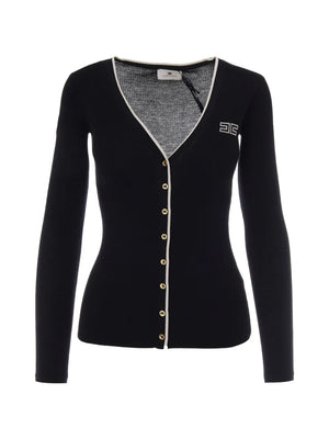 Elisabetta Franchi logo-embroidered ribbed cardigan
