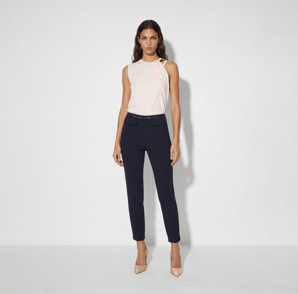 Trousers in double layer stretch crêpe