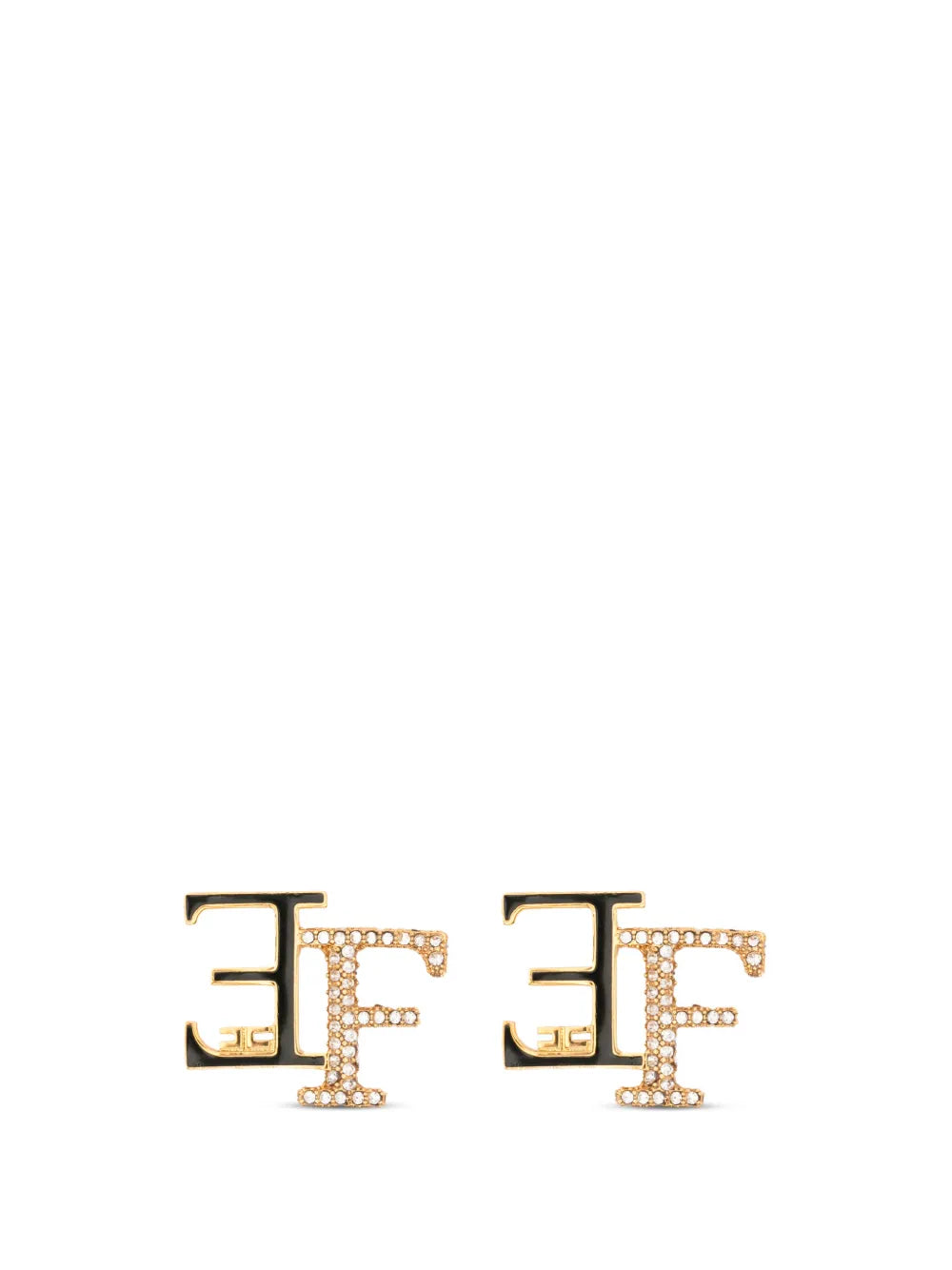Elisabetta Franchi Kristallverzierte Ohrringe mit Logo-Schild