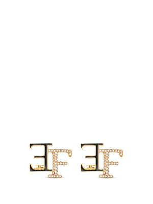 Elisabetta Franchi Kristallverzierte Ohrringe mit Logo-Schild