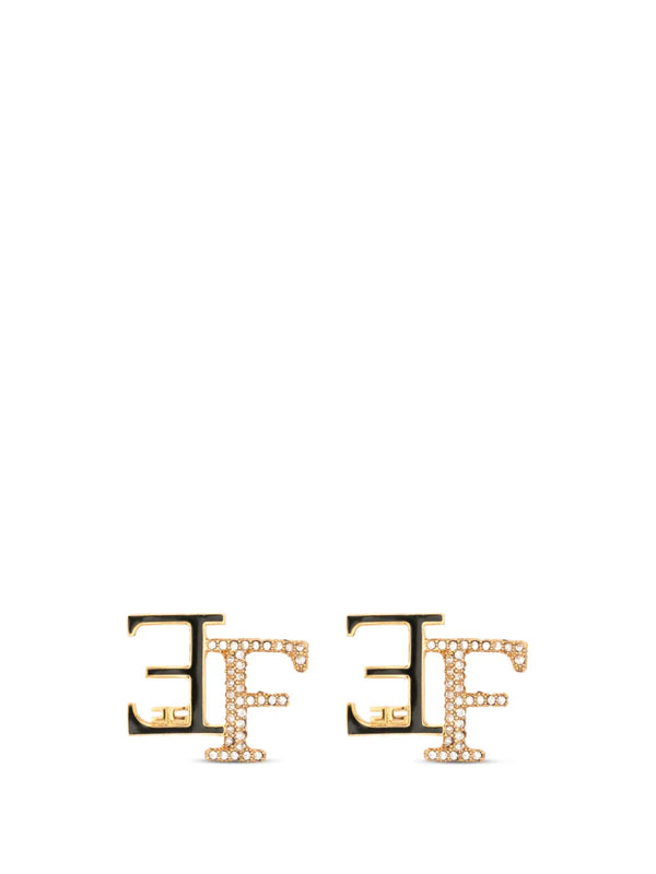 Elisabetta Franchi Kristallverzierte Ohrringe mit Logo-Schild