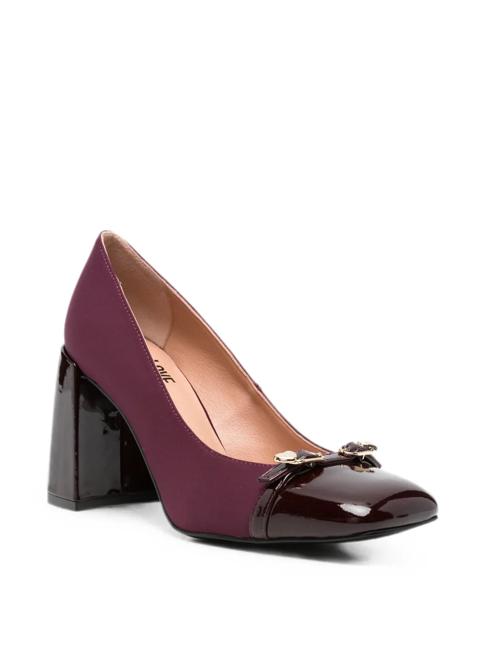 Love Moschino square-toe heart-detail pumps