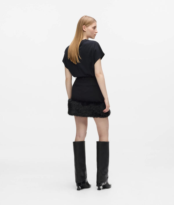 Faux-fur mini skirt