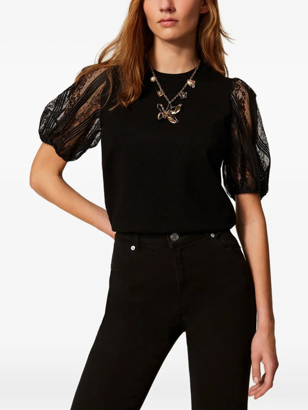 TWINSET short-sleeve jumper with lace