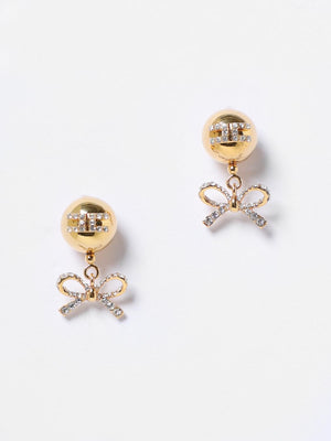 Orecchini Elisabetta Franchi in ottone con fiocco di strass