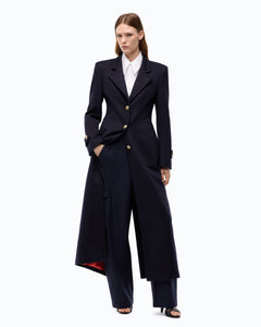 Long coat in wool-blend cloth