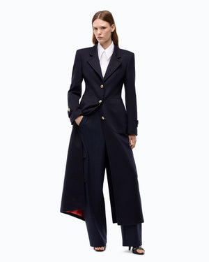Long coat in wool-blend cloth