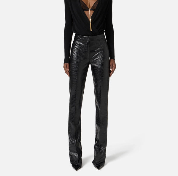 Elisabetta Franchi Black Trousers with Crocodile Print