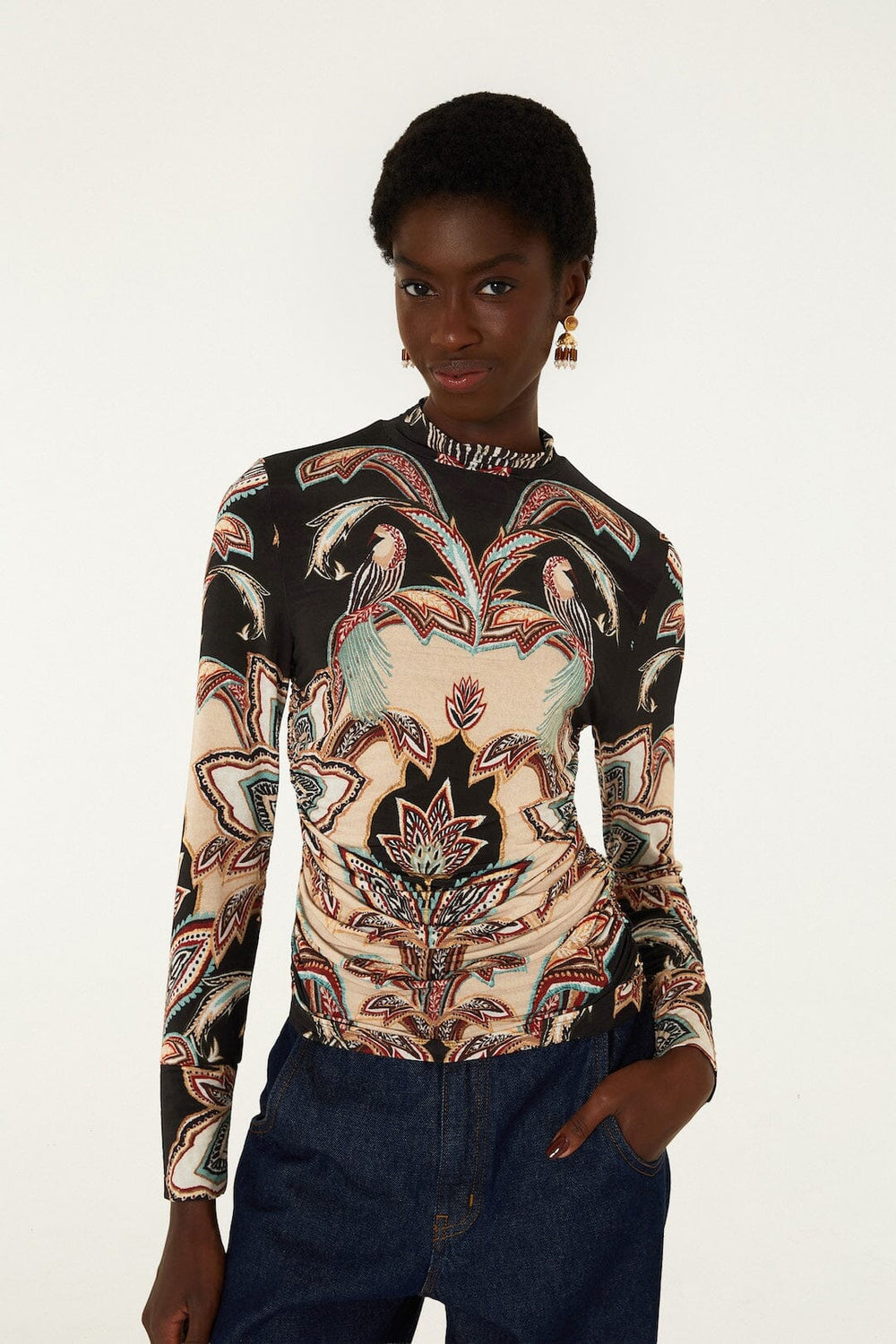 tapestry dream long sleeve jersey blouse