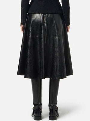 Elisabetta Franchi Γυναικεία Φούστα Crackled Leather-Effect Skirt GO13656E2