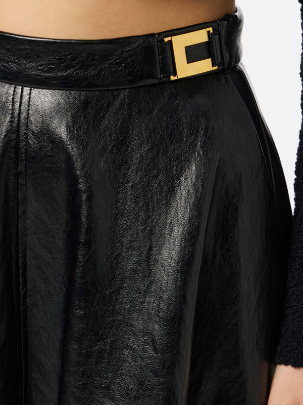 Elisabetta Franchi Γυναικεία Φούστα Crackled Leather-Effect Skirt GO13656E2