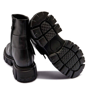 Leather ankle boots on a platform