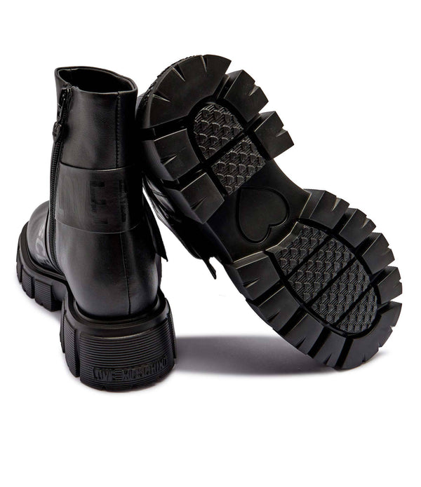 Leather ankle boots on a platform