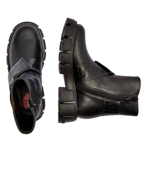 Leather ankle boots on a platform