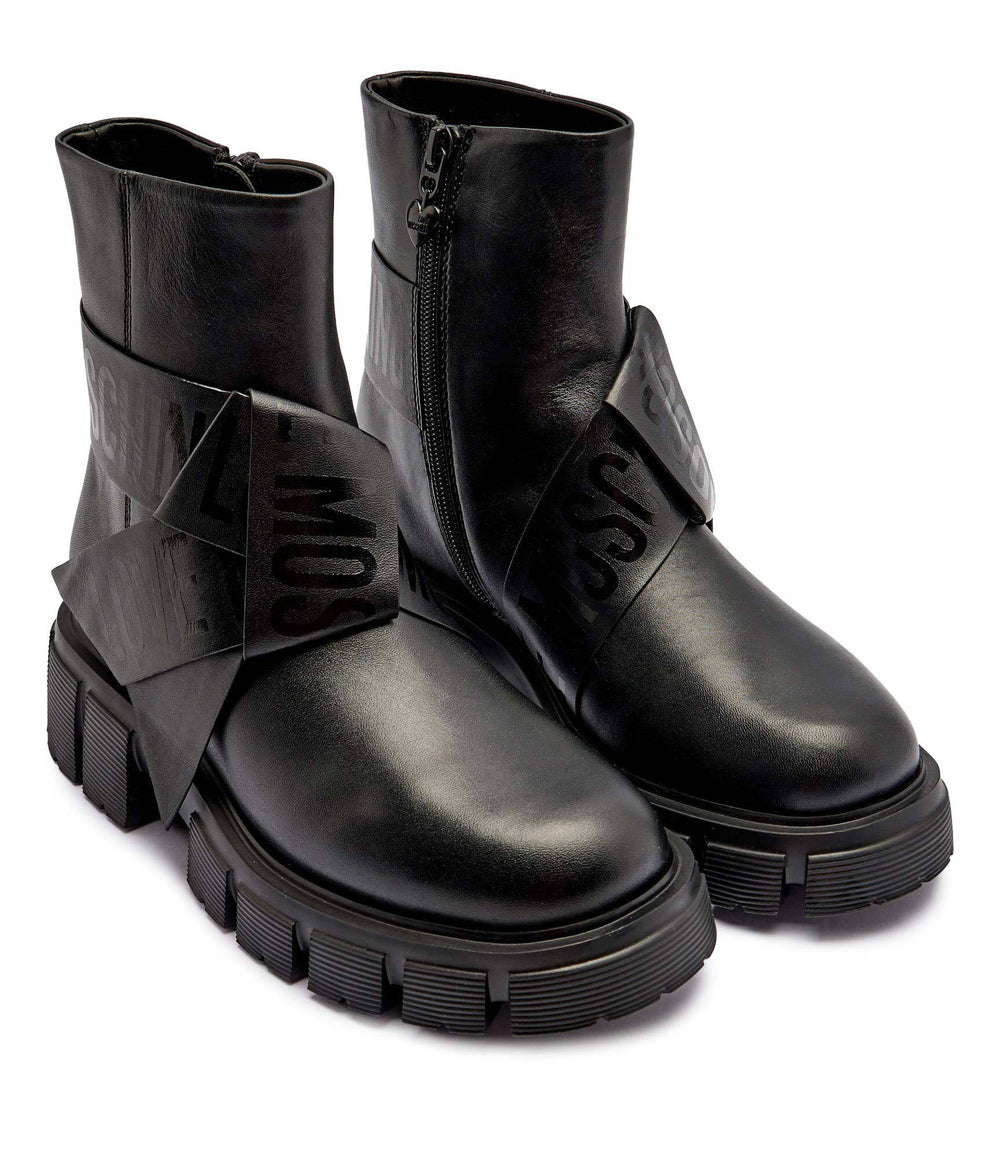 Leather ankle boots on a platform