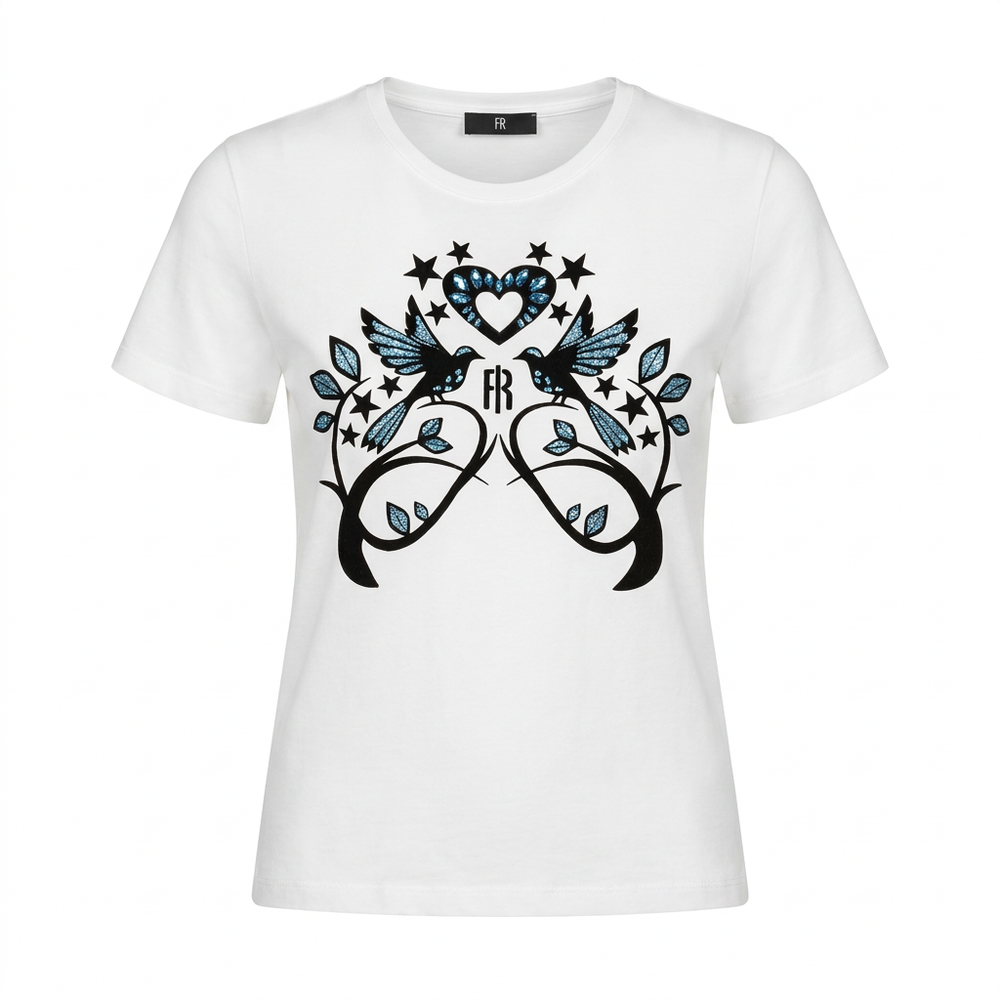 FRACOMINA  WHITE T-SHIRT WITH PATTERN