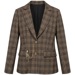 Blazer jacket regular fit made in Prince of Wales fabric