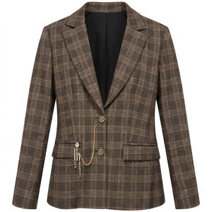 Blazer jacket regular fit made in Prince of Wales fabric