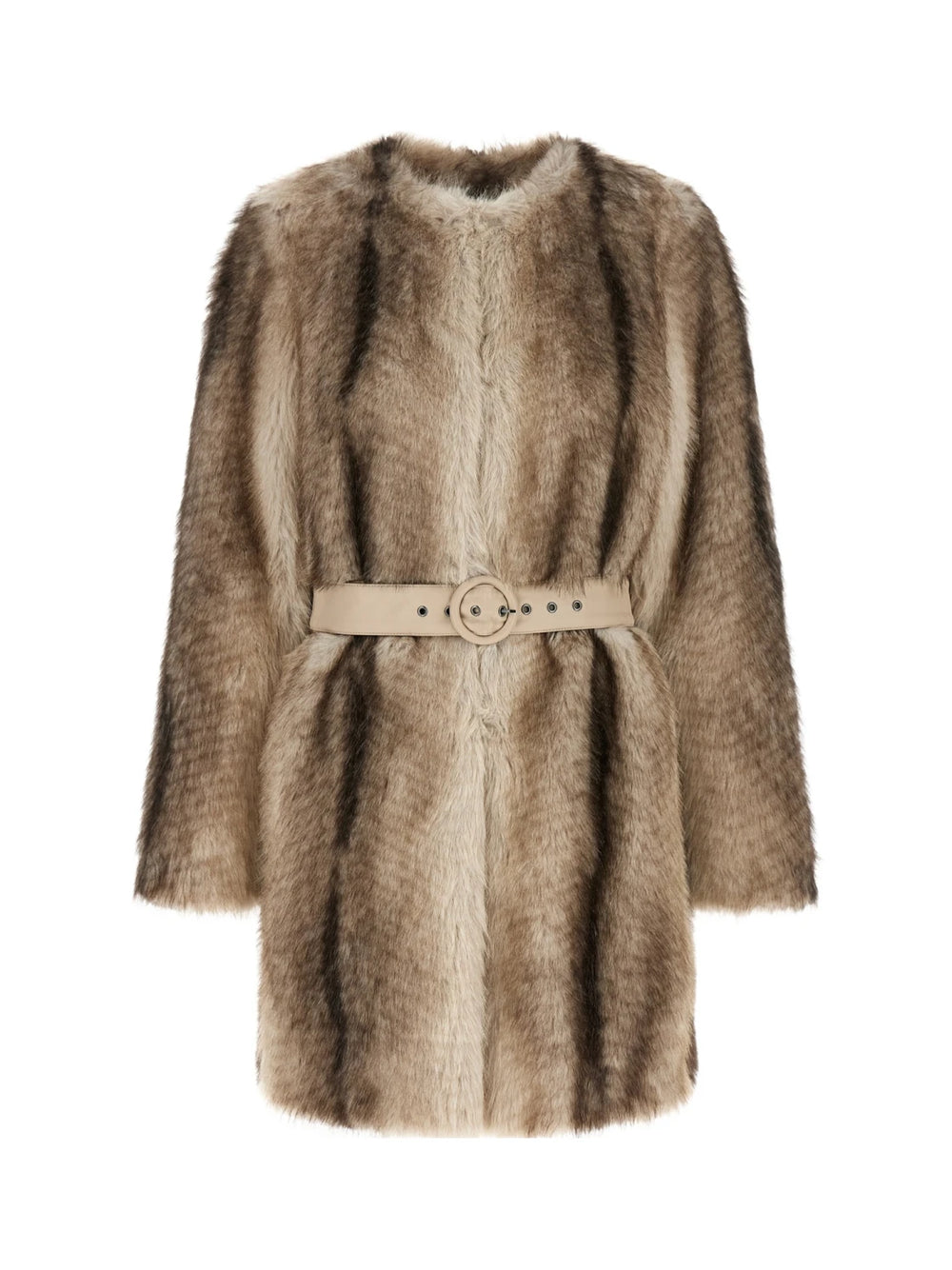 TWINSET Belted Faux Fur Coat