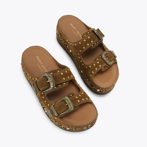 Western Buckle Platform Sandal